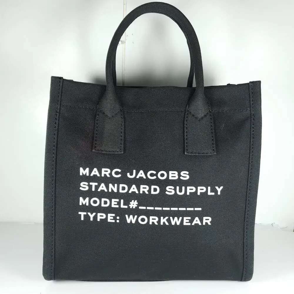 MARC JACOBS Standard Supply Black Canvas Large Tote Bag Handbag